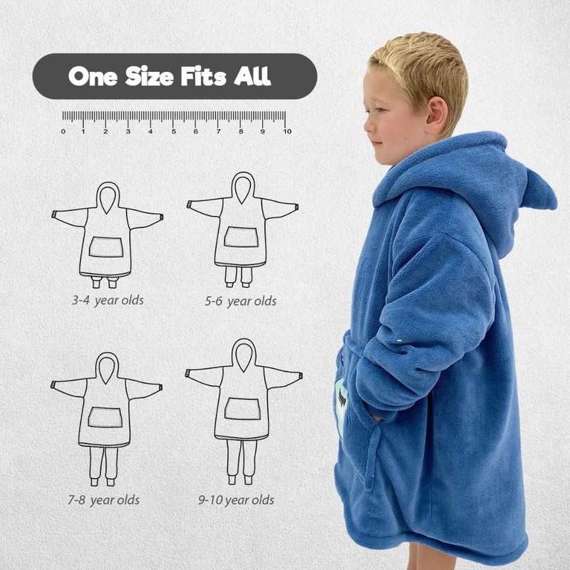 The Big Softy بطانية يمكن ارتداؤها للأطفال من 3 إلى 10 سنوات، بطانية بغطاء للرأس للأطفال على شكل حيوانات مرحة، سترة من صوف الشيربا بغطاء للرأس، قلنسوة مريحة كبيرة الحجم للأولاد والبنات والأطفال الصغار (الأرنب الوردي) - Image 3